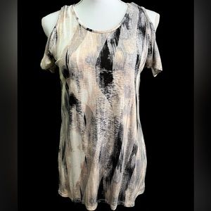 Rose+Olive Open Shoulder Multi-Color Summer Top/Blouse, Size S